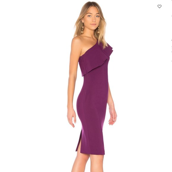 Likely Wilshire One Shoulder Ruffle Dress in Plum sz 4 - Picture 2 of 14